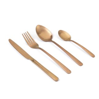 Set posate tavola 24 pz in acciaio PVD matt - rame